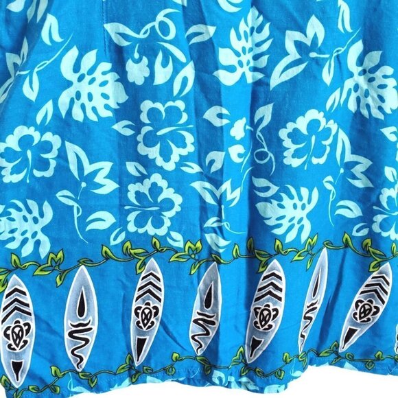 Women's sleeveless sun/beach dress, tropical print, Blue, Medium - Picture 3 of 9